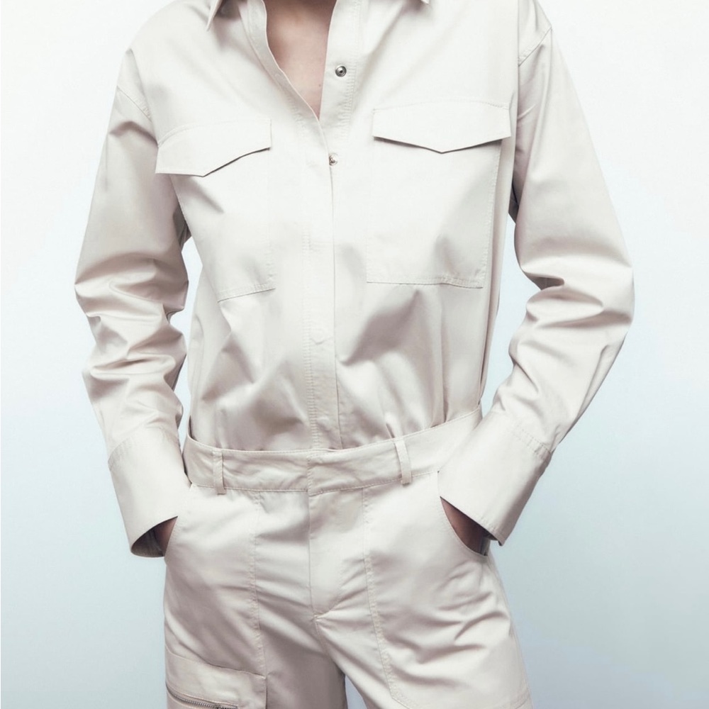 Zara, cargo jumpsuit, khaki color, xs